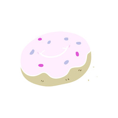 flat color style cartoon donut with sprinkles