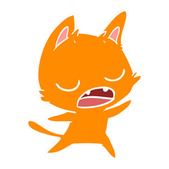 talking cat flat color style cartoon