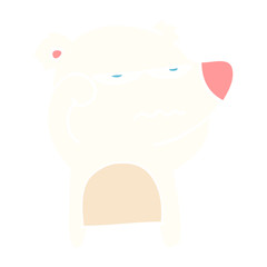 angry bear polar flat color style cartoon