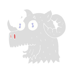 flat color illustration of a cartoon ram head