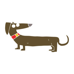 flat color illustration of a cartoon sausage dog