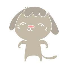 happy flat color style cartoon dog