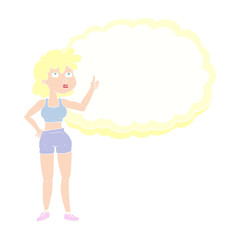 flat color illustration of a cartoon gym woman
