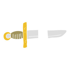 flat color illustration of a cartoon tattoo knife symbol