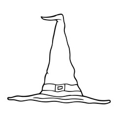 line drawing cartoon witch hat