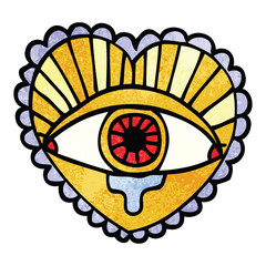 cartoon doodle crying eye heart tattoo symbol