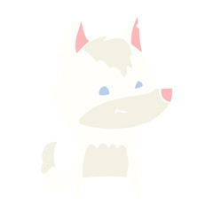 friendly flat color style cartoon wolf