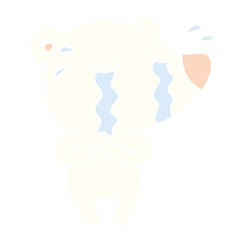 flat color style cartoon crying polar bear