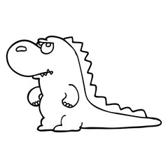 line drawing cartoon annoyed dinosaur