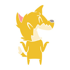 laughing fox flat color style cartoon