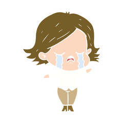 flat color style cartoon girl crying