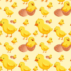 Chick hatching egg seamless