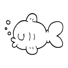 line drawing cartoon fish swimming