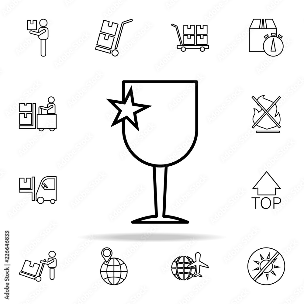 Poster sign of breaking objects outline icon. cargo logistic icons universal set for web and mobile