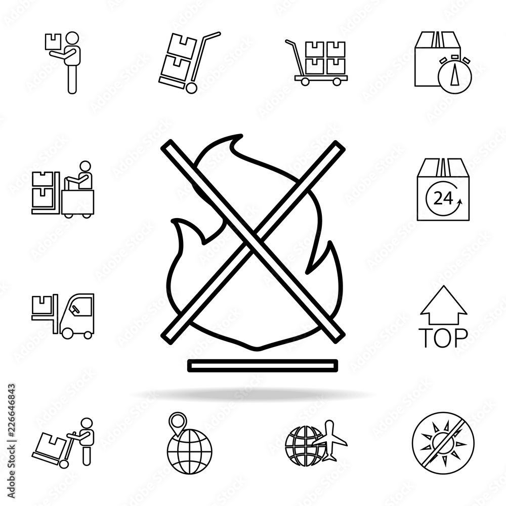 Poster non-flammable sign outline icon. Cargo logistic icons universal set for web and mobile