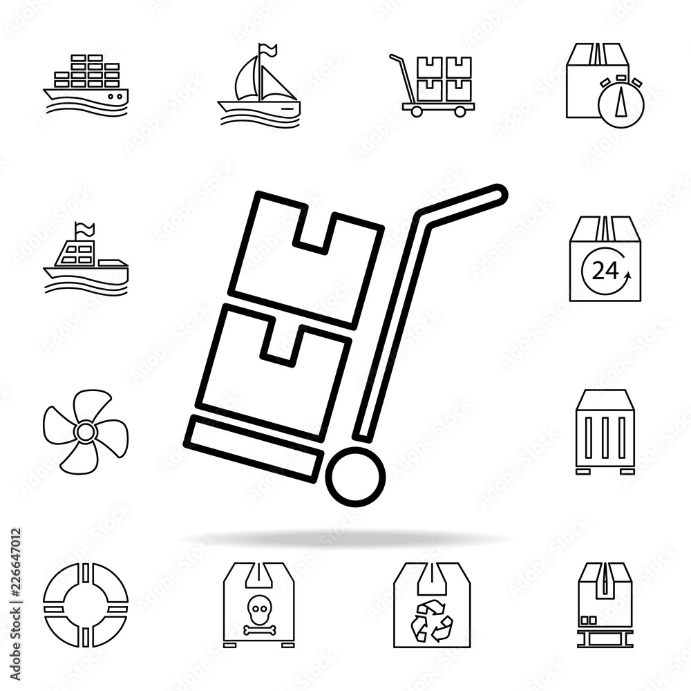 Poster loading trolley outline icon. cargo logistic icons universal set for web and mobile