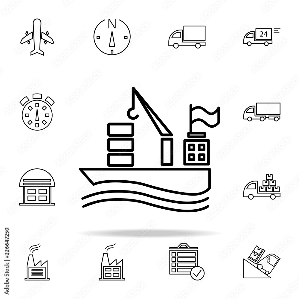 Poster loading ship outline icon. cargo logistic icons universal set for web and mobile