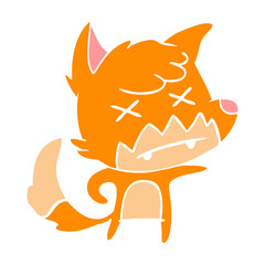 flat color style cartoon dead fox