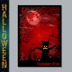 Halloween scary night flyer vector design template