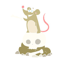 flat color illustration of a cartoon graveyard rat