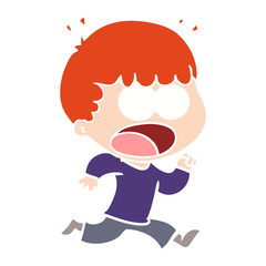 flat color style cartoon shocked man running away