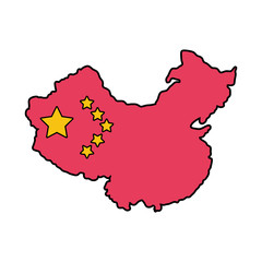 map china with flag isolated icon