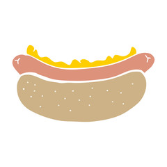 flat color style cartoon hotdog