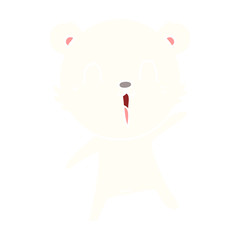happy flat color style cartoon polar bear
