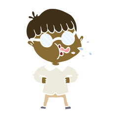 flat color style cartoon boy wearing spectacles