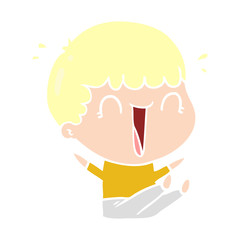 laughing flat color style cartoon man