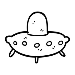 line drawing cartoon alien spaceship