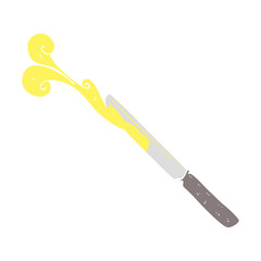 flat color illustration of a cartoon butter knife