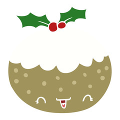 cute flat color style cartoon christmas pudding