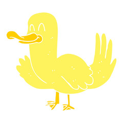 flat color illustration of a cartoon duck