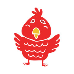 cartoon doodle red bird