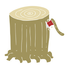 flat color illustration of a cartoon big tree stump