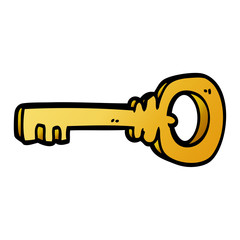 cartoon doodle gold key