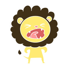 flat color style cartoon angry lion