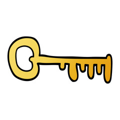 cartoon doodle gold key