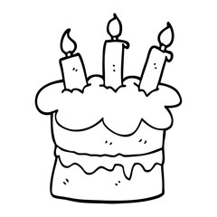line drawing cartoon chocolate cake