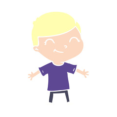 flat color style cartoon boy smiling