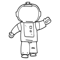 line drawing cartoon walking astronaut