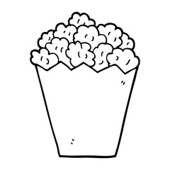 line drawing cartoon popcorn