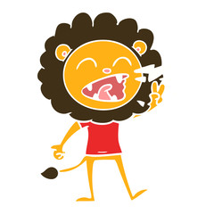 flat color style cartoon roaring lion