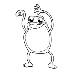line drawing cartoon frog