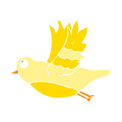 flat color illustration of a cartoon bird flying