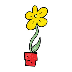 cartoon doodle flower pot