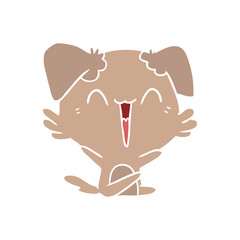 happy little dog flat color style cartoon