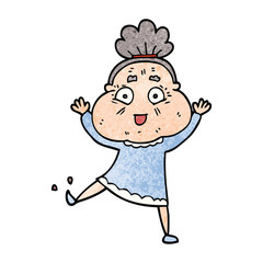 cartoon doodle happy old woman