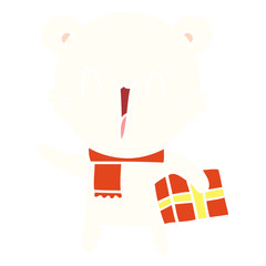 happy polar bear flat color style cartoon